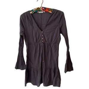 ATHLETA | tie waist cotton long sleeve dress in grey